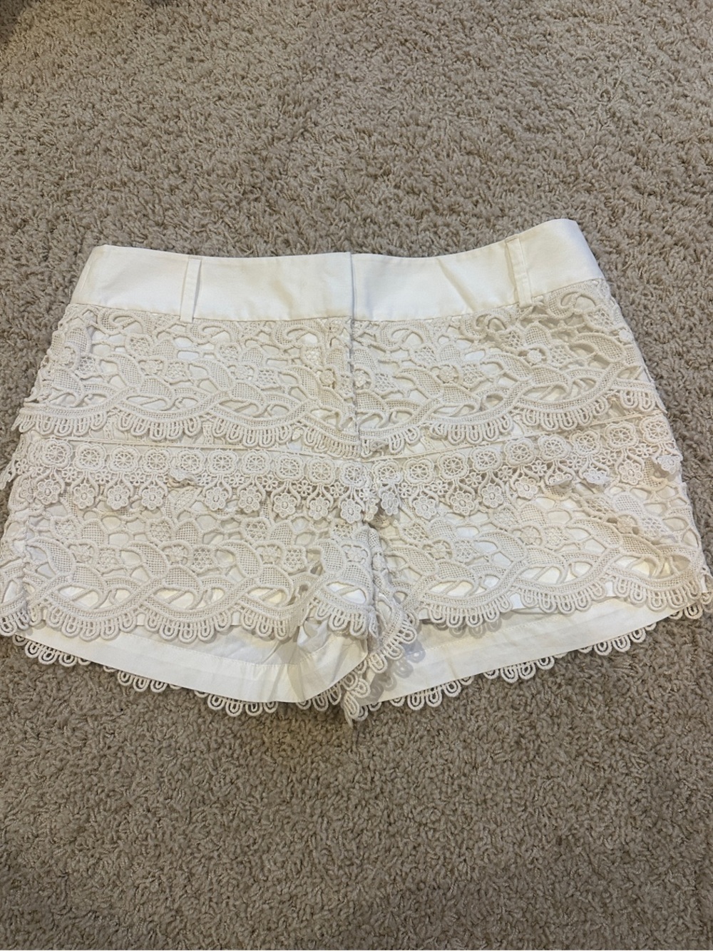 LOFT Lace Tiered White Shorts